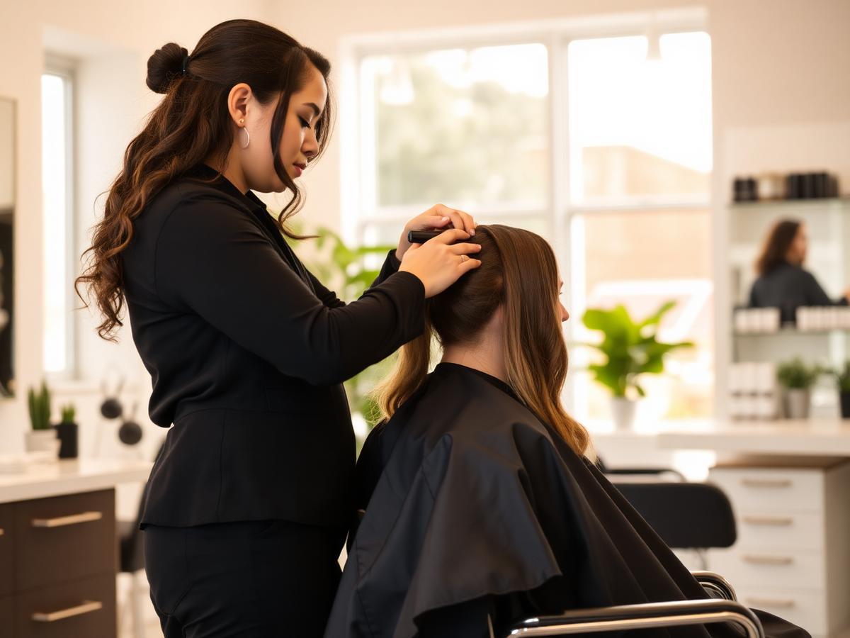 Salon owner styling a client's hair